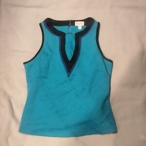 Bisou Bisou Turquoise Tank with Dark Blue Trim
